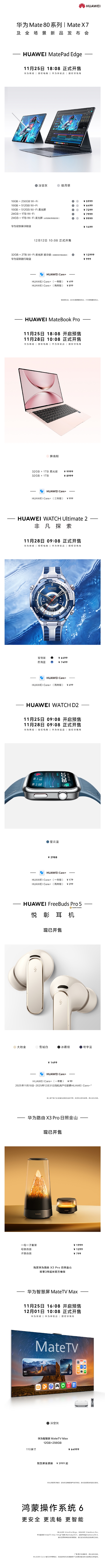 Mate 80系列发布！华为新品发布会价格汇总：12款新品 从999元到64999元