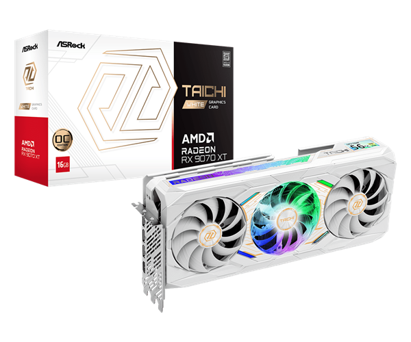 华擎发布RX 9070 XT太极白色版：自带屏幕、16针供电接口