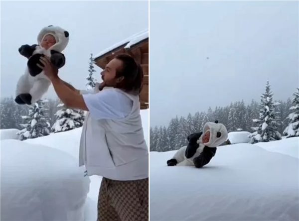 战斗民族日常！-30℃环境里俄罗斯男子把1岁儿子3次浸入冰水